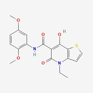B2881112 N-(2,5-dimethoxyphenyl)-4-ethyl-7-hydroxy-5-oxo-4,5-dihydrothieno[3,2-b]pyridine-6-carboxamide CAS No. 1251572-13-0