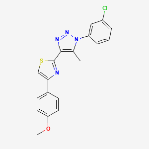 molecular formula C19H15ClN4OS B2881113 2-(1-(3-chlorophenyl)-5-methyl-1H-1,2,3-triazol-4-yl)-4-(4-methoxyphenyl)thiazole CAS No. 1105220-39-0