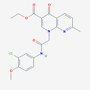 molecular formula C21H20ClN3O5 B2881114 Ethyl 1-(2-((3-chloro-4-methoxyphenyl)amino)-2-oxoethyl)-7-methyl-4-oxo-1,4-dihydro-1,8-naphthyridine-3-carboxylate CAS No. 1031573-35-9