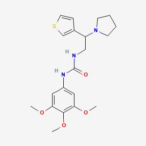 molecular formula C20H27N3O4S B2881118 1-(2-(Pyrrolidin-1-yl)-2-(thiophen-3-yl)ethyl)-3-(3,4,5-trimethoxyphenyl)urea CAS No. 1105224-34-7