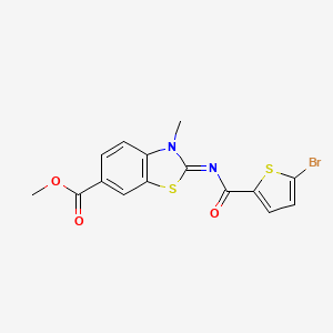 molecular formula C15H11BrN2O3S2 B2881130 methyl (2E)-2-[(5-bromothiophene-2-carbonyl)imino]-3-methyl-2,3-dihydro-1,3-benzothiazole-6-carboxylate CAS No. 865545-24-0