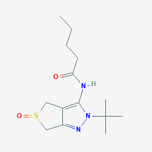 molecular formula C14H23N3O2S B2881133 N-{2-tert-butyl-5-oxo-2H,4H,6H-5lambda4-thieno[3,4-c]pyrazol-3-yl}pentanamide CAS No. 957977-06-9