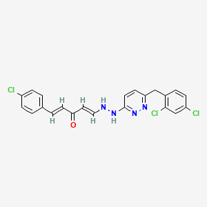 molecular formula C22H17Cl3N4O B2881140 (1E,4E)-1-(4-chlorophenyl)-5-(2-{6-[(2,4-dichlorophenyl)methyl]pyridazin-3-yl}hydrazin-1-yl)penta-1,4-dien-3-one CAS No. 860649-35-0