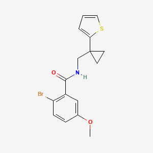 molecular formula C16H16BrNO2S B2881142 2-bromo-5-methoxy-N-((1-(thiophen-2-yl)cyclopropyl)methyl)benzamide CAS No. 1203254-86-7