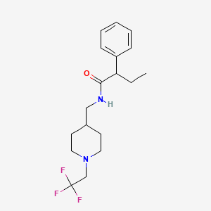 molecular formula C18H25F3N2O B2881158 2-phenyl-N-{[1-(2,2,2-trifluoroethyl)piperidin-4-yl]methyl}butanamide CAS No. 2320382-93-0
