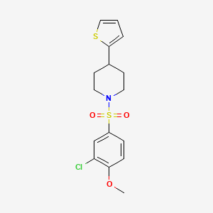 molecular formula C16H18ClNO3S2 B2881167 1-((3-Chloro-4-methoxyphenyl)sulfonyl)-4-(thiophen-2-yl)piperidine CAS No. 1396886-41-1