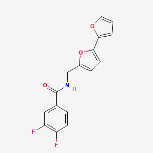 molecular formula C16H11F2NO3 B2881173 N-([2,2'-bifuran]-5-ylmethyl)-3,4-difluorobenzamide CAS No. 2034490-18-9
