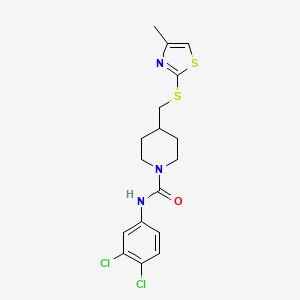 molecular formula C17H19Cl2N3OS2 B2881194 N-(3,4-dichlorophenyl)-4-(((4-methylthiazol-2-yl)thio)methyl)piperidine-1-carboxamide CAS No. 1421515-96-9