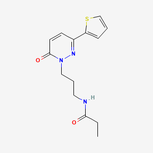 molecular formula C14H17N3O2S B2881196 N-(3-(6-oxo-3-(thiophen-2-yl)pyridazin-1(6H)-yl)propyl)propionamide CAS No. 1021056-56-3