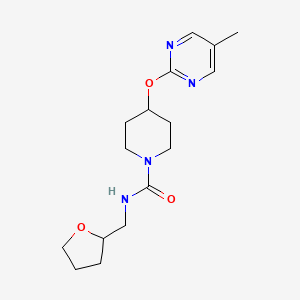 B2881239 4-(5-Methylpyrimidin-2-yl)oxy-N-(oxolan-2-ylmethyl)piperidine-1-carboxamide CAS No. 2379997-51-8