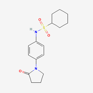 molecular formula C16H22N2O3S B2881262 N-[4-(2-oxopyrrolidin-1-yl)phenyl]cyclohexanesulfonamide CAS No. 953205-40-8
