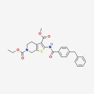 molecular formula C26H26N2O5S B2881279 6-ethyl 3-methyl 2-(4-benzylbenzamido)-4H,5H,6H,7H-thieno[2,3-c]pyridine-3,6-dicarboxylate CAS No. 864926-27-2