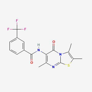 molecular formula C17H14F3N3O2S B2881326 3-(trifluoromethyl)-N-(2,3,7-trimethyl-5-oxo-5H-thiazolo[3,2-a]pyrimidin-6-yl)benzamide CAS No. 1021039-80-4
