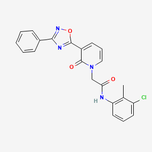 molecular formula C22H17ClN4O3 B2881329 N-(3-chloro-2-methylphenyl)-2-[2-oxo-3-(3-phenyl-1,2,4-oxadiazol-5-yl)-1,2-dihydropyridin-1-yl]acetamide CAS No. 1105200-71-2