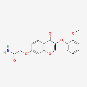 molecular formula C18H15NO6 B2881332 2-{[3-(2-methoxyphenoxy)-4-oxo-4H-chromen-7-yl]oxy}acetamide CAS No. 637750-68-6