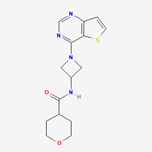 molecular formula C15H18N4O2S B2881349 N-(1-{thieno[3,2-d]pyrimidin-4-yl}azetidin-3-yl)oxane-4-carboxamide CAS No. 2380077-63-2