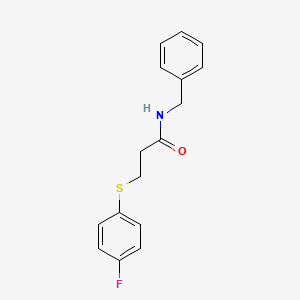 molecular formula C16H16FNOS B2881362 N-benzyl-3-((4-fluorophenyl)thio)propanamide CAS No. 896357-27-0