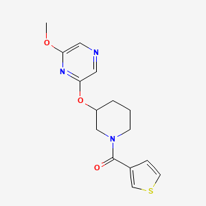 molecular formula C15H17N3O3S B2881370 2-methoxy-6-{[1-(thiophene-3-carbonyl)piperidin-3-yl]oxy}pyrazine CAS No. 2034501-47-6