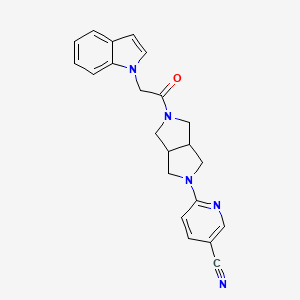 molecular formula C22H21N5O B2881379 6-{5-[2-(1H-indol-1-yl)acetyl]-octahydropyrrolo[3,4-c]pyrrol-2-yl}pyridine-3-carbonitrile CAS No. 2415568-88-4