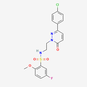 molecular formula C19H17ClFN3O4S B2881395 N-(2-(3-(4-chlorophenyl)-6-oxopyridazin-1(6H)-yl)ethyl)-5-fluoro-2-methoxybenzenesulfonamide CAS No. 921553-93-7