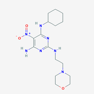 molecular formula C16H27N7O3 B2881396 N4-cyclohexyl-N2-(2-morpholinoethyl)-5-nitropyrimidine-2,4,6-triamine CAS No. 578699-83-9