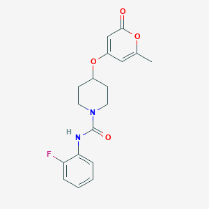 molecular formula C18H19FN2O4 B2881426 N-(2-fluorophenyl)-4-((6-methyl-2-oxo-2H-pyran-4-yl)oxy)piperidine-1-carboxamide CAS No. 1795423-76-5