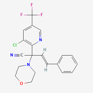 molecular formula C20H17ClF3N3O B2881455 (3E)-2-[3-chloro-5-(trifluoromethyl)pyridin-2-yl]-2-(morpholin-4-yl)-4-phenylbut-3-enenitrile CAS No. 321432-67-1