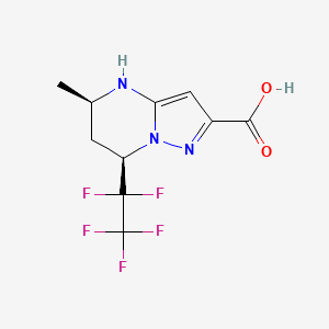 molecular formula C10H10F5N3O2 B2881466 (5R,7R)-5-Methyl-7-(1,1,2,2,2-pentafluoroethyl)-4,5,6,7-tetrahydropyrazolo[1,5-a]pyrimidine-2-carboxylic acid CAS No. 2418551-79-6