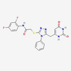 molecular formula C21H16F2N6O3S B2881478 N-(2,4-difluorophenyl)-2-({5-[(2,6-dioxo-1,2,3,6-tetrahydropyrimidin-4-yl)methyl]-4-phenyl-4H-1,2,4-triazol-3-yl}sulfanyl)acetamide CAS No. 852046-73-2