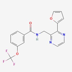 molecular formula C17H12F3N3O3 B2881497 N-((3-(furan-2-yl)pyrazin-2-yl)methyl)-3-(trifluoromethoxy)benzamide CAS No. 2034532-79-9