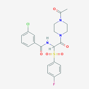 molecular formula C21H21ClFN3O5S B2881527 N-[2-(4-ACETYLPIPERAZIN-1-YL)-1-(4-FLUOROBENZENESULFONYL)-2-OXOETHYL]-3-CHLOROBENZAMIDE CAS No. 1025033-23-1