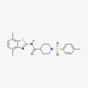 molecular formula C22H25N3O3S2 B2881540 N-(4,7-dimethylbenzo[d]thiazol-2-yl)-1-tosylpiperidine-4-carboxamide CAS No. 941962-40-9