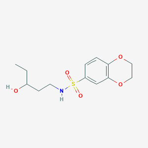 molecular formula C13H19NO5S B2881552 N-(3-Hydroxypentyl)-2,3-dihydro-1,4-benzodioxine-6-sulfonamide CAS No. 2105423-61-6