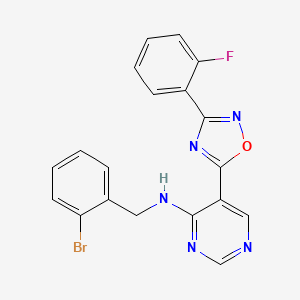 molecular formula C19H13BrFN5O B2881555 N-(2-bromobenzyl)-5-(3-(2-fluorophenyl)-1,2,4-oxadiazol-5-yl)pyrimidin-4-amine CAS No. 2034341-31-4