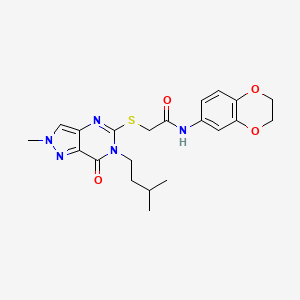 N-(2,3-dihydrobenzo[b][1,4]dioxin-6-yl)-2-((6-isopentyl-2-methyl-7-oxo-6,7-dihydro-2H-pyrazolo[4,3-d]pyrimidin-5-yl)thio)acetamide