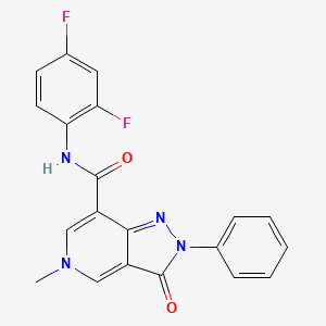molecular formula C20H14F2N4O2 B2881597 N-(2,4-difluorophenyl)-5-methyl-3-oxo-2-phenyl-2H,3H,5H-pyrazolo[4,3-c]pyridine-7-carboxamide CAS No. 921880-21-9