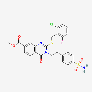 Methyl 2-((2-chloro-6-fluorobenzyl)thio)-4-oxo-3-(4-sulfamoylphenethyl)-3,4-dihydroquinazoline-7-carboxylate