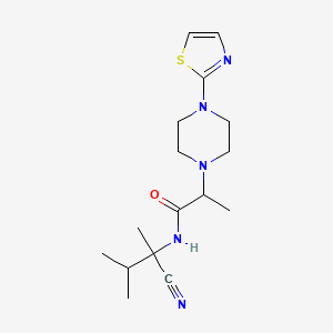molecular formula C16H25N5OS B2881644 N-(1-cyano-1,2-dimethylpropyl)-2-[4-(1,3-thiazol-2-yl)piperazin-1-yl]propanamide CAS No. 1214025-45-2