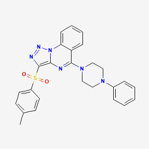 molecular formula C26H24N6O2S B2881663 1-[3-(4-METHYLBENZENESULFONYL)-[1,2,3]TRIAZOLO[1,5-A]QUINAZOLIN-5-YL]-4-PHENYLPIPERAZINE CAS No. 893272-47-4