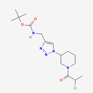 molecular formula C16H26ClN5O3 B2881665 Tert-butyl N-[[1-[1-(2-chloropropanoyl)piperidin-3-yl]triazol-4-yl]methyl]carbamate CAS No. 2411292-17-4