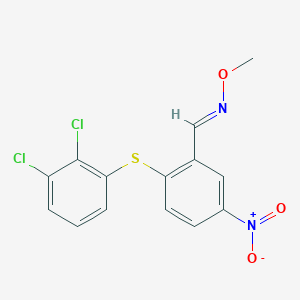 B2881668 (E)-({2-[(2,3-dichlorophenyl)sulfanyl]-5-nitrophenyl}methylidene)(methoxy)amine CAS No. 383147-58-8