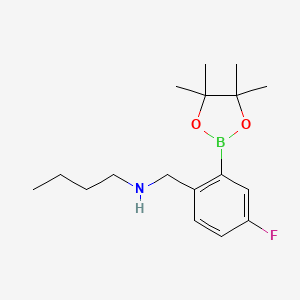 molecular formula C17H27BFNO2 B2881673 N-(4-Fluoro-2-(4,4,5,5-tetramethyl-1,3,2-dioxaborolan-2-yl)benzyl)butan-1-amine CAS No. 2096329-98-3