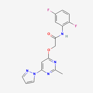 molecular formula C16H13F2N5O2 B2881683 N-(2,5-difluorophenyl)-2-((2-methyl-6-(1H-pyrazol-1-yl)pyrimidin-4-yl)oxy)acetamide CAS No. 1421509-80-9