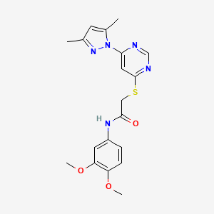 molecular formula C19H21N5O3S B2881689 N-(3,4-dimethoxyphenyl)-2-((6-(3,5-dimethyl-1H-pyrazol-1-yl)pyrimidin-4-yl)thio)acetamide CAS No. 1251620-98-0