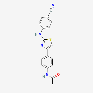 molecular formula C18H14N4OS B2881720 N-(4-{2-[(4-cyanophenyl)amino]-1,3-thiazol-4-yl}phenyl)acetamide CAS No. 1021996-57-5
