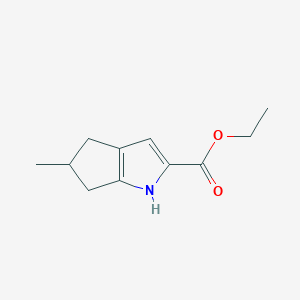 molecular formula C11H15NO2 B2881732 Ethyl 5-methyl-1,4,5,6-tetrahydrocyclopenta[b]pyrrole-2-carboxylate CAS No. 1041431-38-2