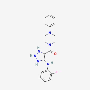 molecular formula C20H21FN6O B2881761 N-(2-fluorophenyl)-4-[4-(4-methylphenyl)piperazine-1-carbonyl]-1H-1,2,3-triazol-5-amine CAS No. 1291853-04-7