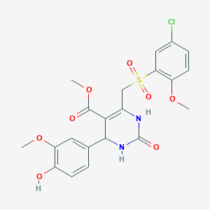 molecular formula C21H21ClN2O8S B2881768 methyl 6-[(5-chloro-2-methoxybenzenesulfonyl)methyl]-4-(4-hydroxy-3-methoxyphenyl)-2-oxo-1,2,3,4-tetrahydropyrimidine-5-carboxylate CAS No. 931332-58-0