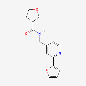 molecular formula C15H16N2O3 B2881788 N-{[2-(furan-2-yl)pyridin-4-yl]methyl}oxolane-3-carboxamide CAS No. 2034342-83-9
