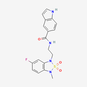 molecular formula C18H17FN4O3S B2881798 N-(2-(6-fluoro-3-methyl-2,2-dioxidobenzo[c][1,2,5]thiadiazol-1(3H)-yl)ethyl)-1H-indole-5-carboxamide CAS No. 2034453-79-5